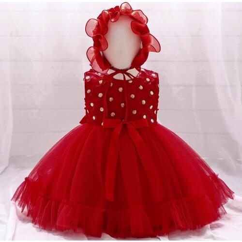 Hot Sale Ballgown Red Ballgown Birthday Dress For Baby Girl Clothes Princess Dress Sequins Party And Wedding Dresses