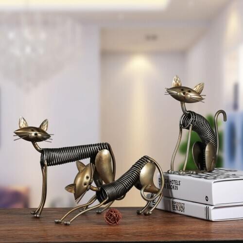 METAL SCULPTURE IRON ARTCRAFT CAT METAL SPRING MADE CAT HANDICRAFT CRAFTING HOME LIVING ROOM OFFICE DECORATION ORNAMENTS