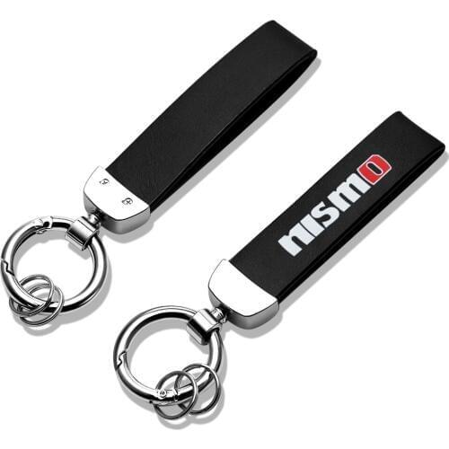 Car Styling Metal+Leather Nismo Badge Emblem Keyring Keychain For Nissan Almera Juke Qashqai Tiida X-Trail Note Teana 350Z 370Z