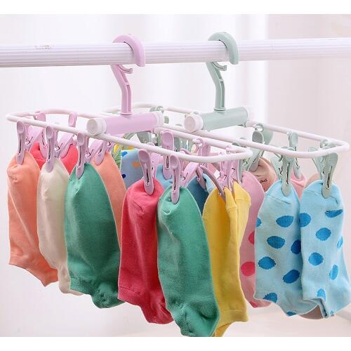 Multifunctional 12 Clip Folding Drying Rack Underwear Socks Clip Multi-functional Clothes Rack BL1
