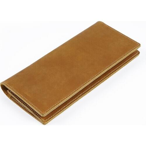 Moterm Long Wallets Genuine Crazy Horse Leather Card Holder Coin Purse Men Handbag Clutch Bags with Inner zippered Bag