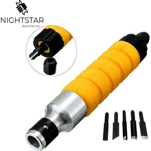 Wood Chisel Carving Tool Set Furniture Wood Carving Tool Electric Chisel + 5 Carving Tips Wrench