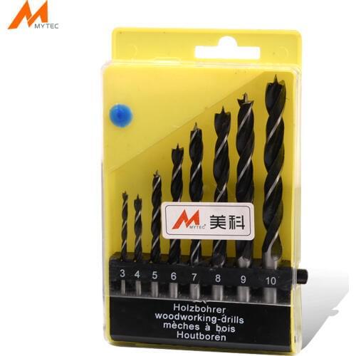 8pcs Woodworking Twist Drill Bit Set 3mm - 10mm Brad Point Round Shank Carbon Steel Drilling Tools for Wood Furnture Cabinet