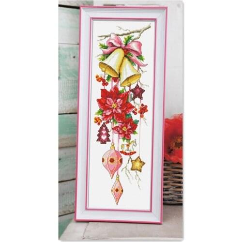 Christmas bell safflower cross stitch package flower 18ct 14ct 11ct cloth cotton thread embroidery DIY handmade needlework