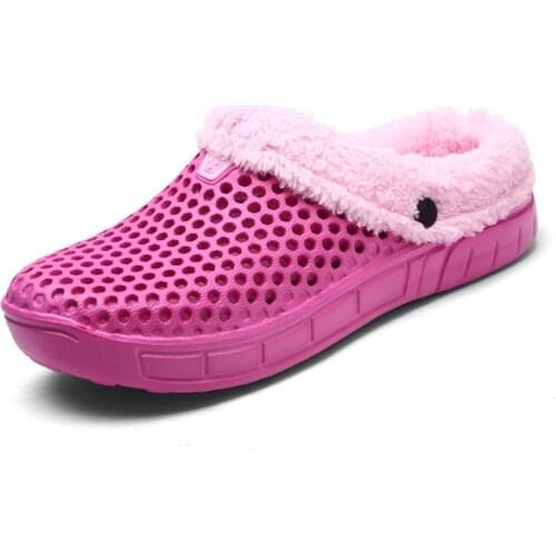 New Winter Unisex Slippers Couple Foot Hole Women Fur Slipper Shoes Bag with Home Cotton Couple Flat Slippers