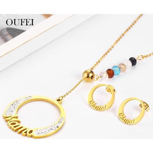 OUFEI Charm Necklace Earrings Set Stainless Steel Jewelry Woman Vogue 2019 Jewelry Sets Accessories Bohemian Mass Effect