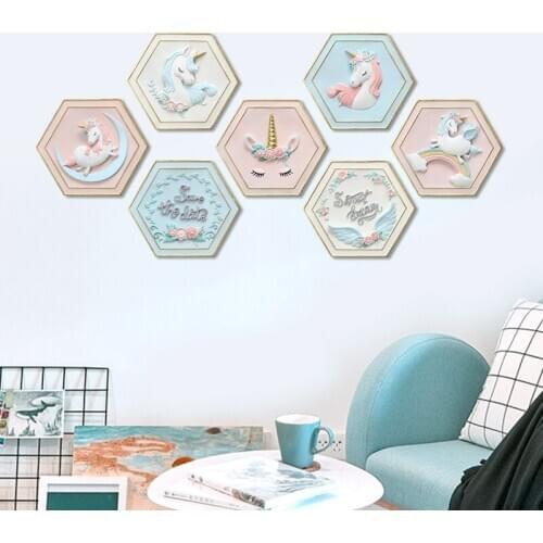 Resin Charm Home Decor Ins Unicon Figurines Cute Picture Frames 3D Resin Photo Frame for Wall Mural Living Room Home