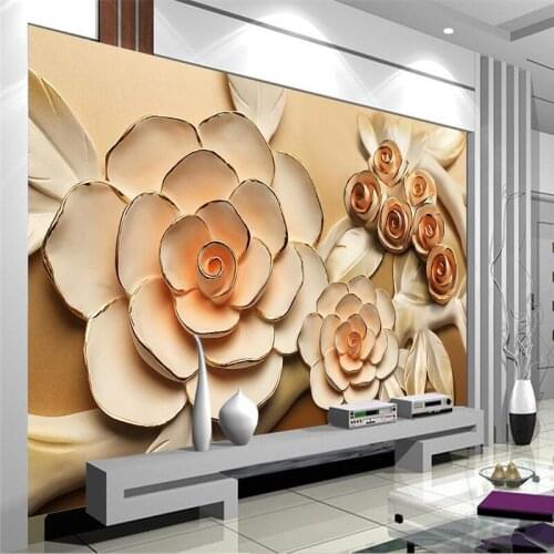 Beibehang custom wallpaper 3d reliefs European TV background murals roses modern painting decoration papel parede quarto rol