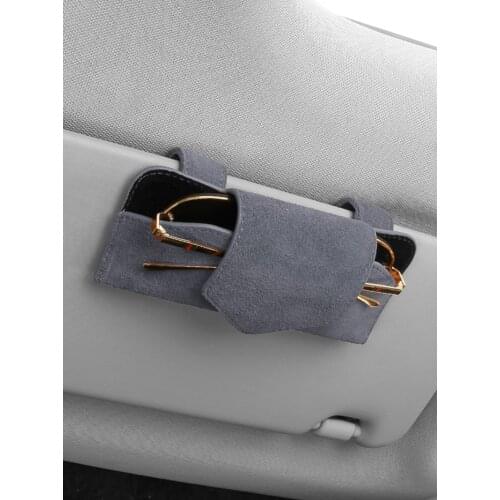 Portable Car Glasses Holder Card Cases Ticket Clamp Sun Visor Bag Sunglasses Clip Universal for Benz Audi Interior Organizer