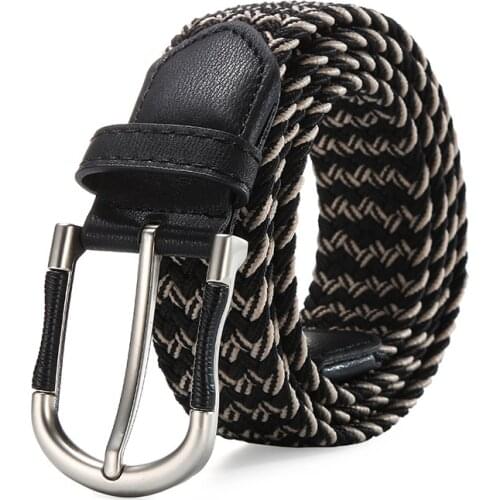 2020 New Fashion Elastic Canvas Belt for Women Men Knitted Pin Buckle Adjustable Belt Ladies Waistband for Jeans High Quality