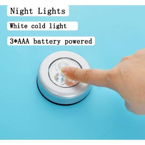 Mini Touch Night Lights Battery Powered Wall Lamps Wardrobe Lamp Car Ceiling Night Self-adhesive Wireless Energy Saving Lamp