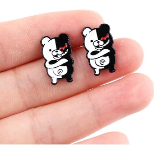 DZ2152 Danganronpa Bear Piercing Earrings Cartoon Anime Stud Earrings for Woman Girls Kids Fashion Jewelry Gift Wholesale