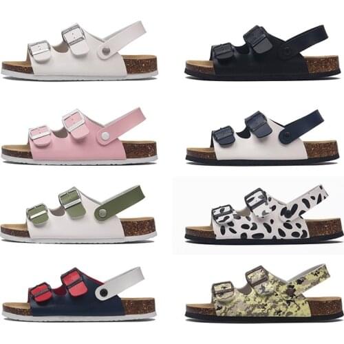 Casual Soft Cork Slippers Women Men Summer Beach Slide Sandals Flip Flops Buckle Strap Boys Girls House Couples Outside Shoes