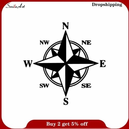 Modern Compass Wall Art Decal Wall Stickers Pvc Material Waterproof Wall Decals Home Decoration Accessories
