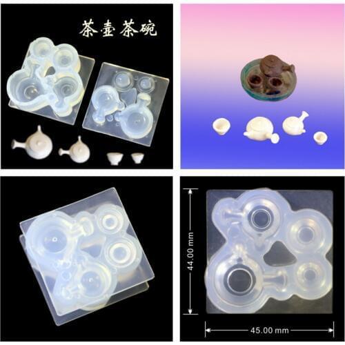 Stereoscopic Clear Silicone DIY teapot Tea Bowl Set shape Mold For Epoxy Resin Jewelry Making Craft Tools resin molds forjewelry