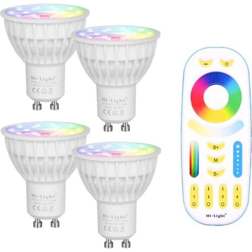GU10 4W Mi Light Dimmable Led Bulb RGB CCT (2700-6500K) Lamp Indoor Decoration + 2.4G RF LED Remote Control Home lighting
