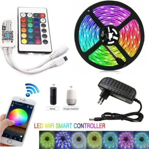 IR WIFI LED Strip Waterproof 5M 15M 20M RGB Led Strip Light 5050 RGB 30 Leds /M Flexible Lighting Ribbon Tape Controller Adapter