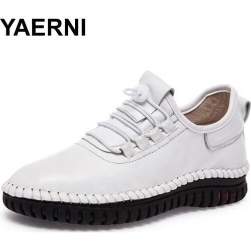 YAERNI New Women Flats Embroidery Straw Fisherman Shoes Cut Out Hollow Out Casual Shoes Handmade Genuine Leather shoes woman