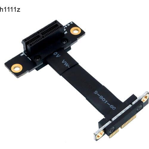PCIE X1 Riser Cable Dual 90 Degree Right Angle PCIe 3.0 x1 to x1 Extension Cable 8Gbps PCI Express 1x Riser Card Ribbon Extender
