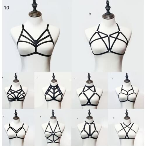 Womens Gothic Elastic Caged Bra Body Harness Crop Top Party Club Sexy Costume