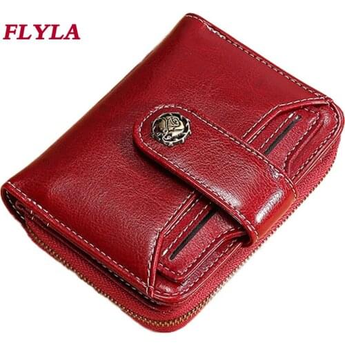 Ladies Wallet RFID New Leather Short Cute Multifunctional Small Wallet Coin Purse
