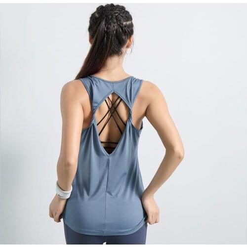 Vests For Women Summer Outer Wear Loose Sleeveless Hollow Sexy Tops Western Yoga Beauty Back Blouse Sports Fitness Gym T-Shirt
