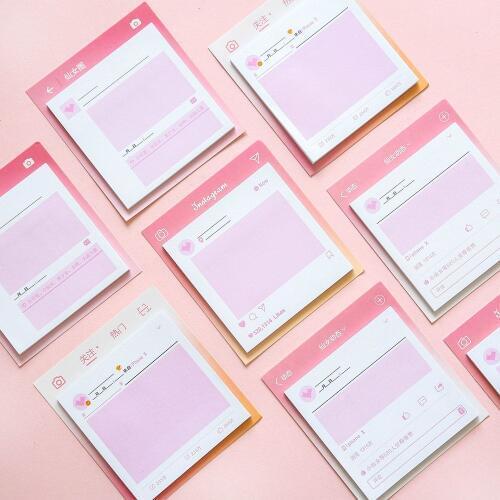 1PC Fashion Pink Love Heart Memo Pad Sticky Notes Shopping Check List Cute Office School Supplies Students Stationery