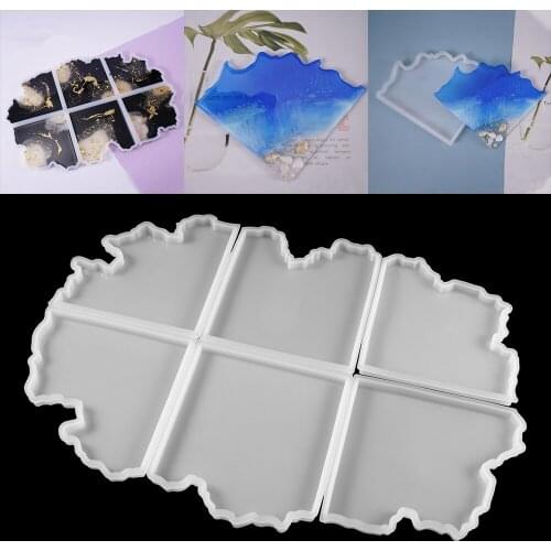 1pcs Tea Coaster Silicone Mold Crystal Epoxy Resin Mold Irregular Splice Coaster Casting Molds For DIY Decoration Making Tools