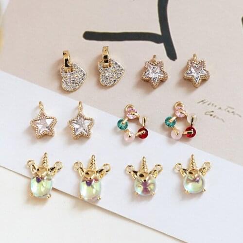 10pcs/lot DIY Five-pointed star double hanging antlers love pendant handmade jewelry exquisite earrings necklace pendant