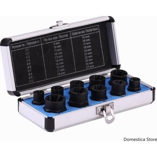 10PC Broken Nut Bolt Extractor Socket Head To Take Hexagonal Screw Tool Screws Remover Threading Tool Kit Black Nuts Set