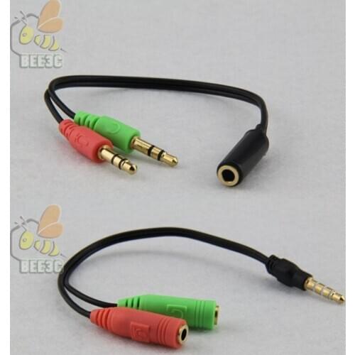 2Male to Female Male to 2Female 2 to 1 to 2 Audio Cable AdapterLine conversion head into two mobile phone aux cable 1000pcs/lot