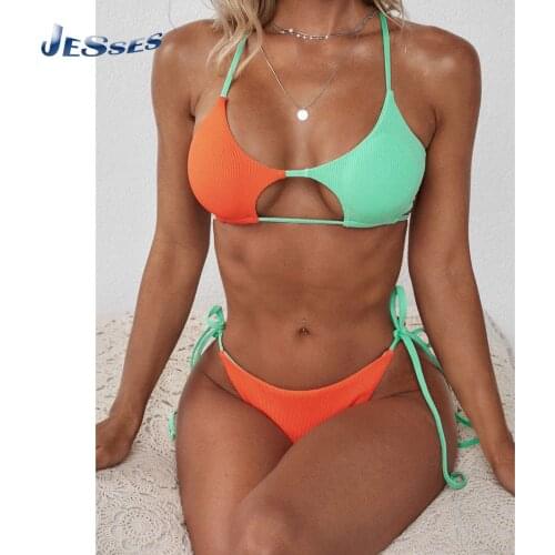 2021 Sexy Swimsuit Ladies Strap Fashion Patchwork Bikini Swimwear Female Two-piece Bathing Summer Bikinis Push Up Swimming Suits