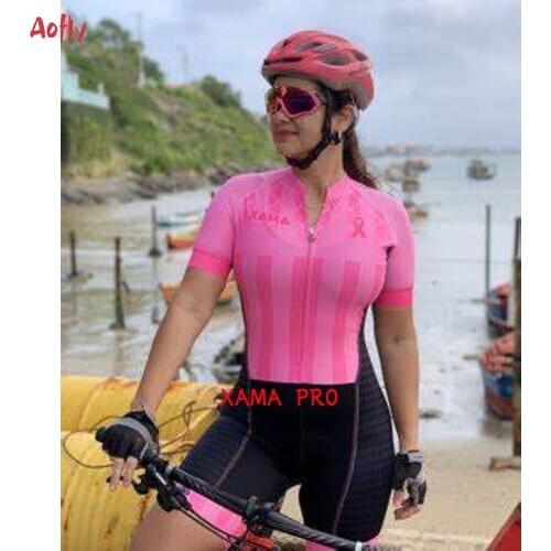 2021 XAMA Pro Womens Triathlon Suit Clothes Cycling Skinsuit Sets Jumpsuit Kits Macaquinho Ciclismo Feminino GEL Maillot Mujer