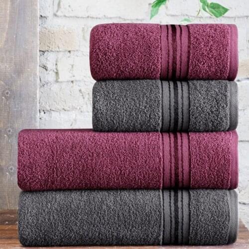 4Pcs (50x85cm+70x135cm) %100Cotton Face Towel, Plain Dyed, Purple&Gray Solid Woven Unisex Super Absorbent Soft Home Textile 2021