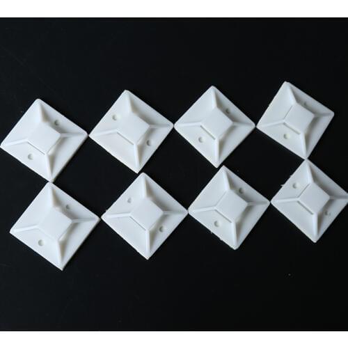 50Pcs White Self Adhesive 30mmX30mm Wiring Accessories Tie Mounts Tie Clips Flat Holder Fixer Organizer Drop Adhesive Tie Mount
