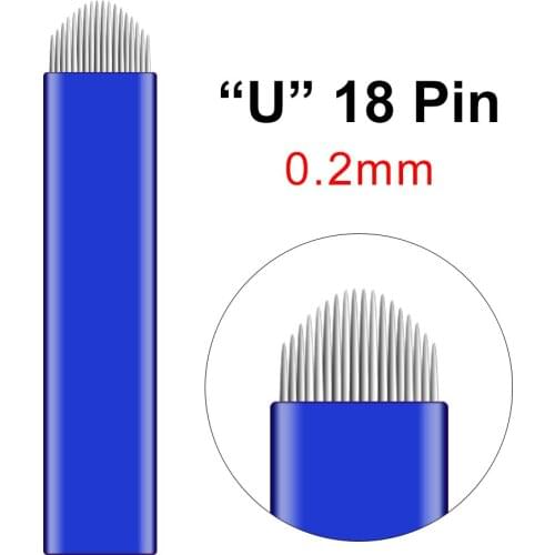 500 PCS 18 Pin U Shape Tattoo Needles Permanent Makeup Eyebrow Embroidery Blade For Microblading Manual Tattoo Pen