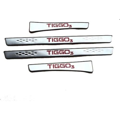 For Chery Tiggo 3 Accessories Stainless Steel Door Sill Scuff Plate Door Sills Pedal Threshold Trim Guard Protector 2014-2017