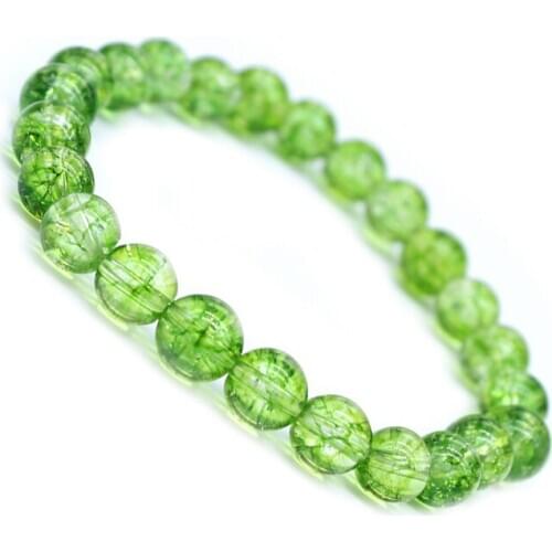 Natural Stone Fine Light Green Olives Bracelets 6 8 10 12 mm Beads Olive Crystal Bracelet Necklace for Women Gift Jewelry