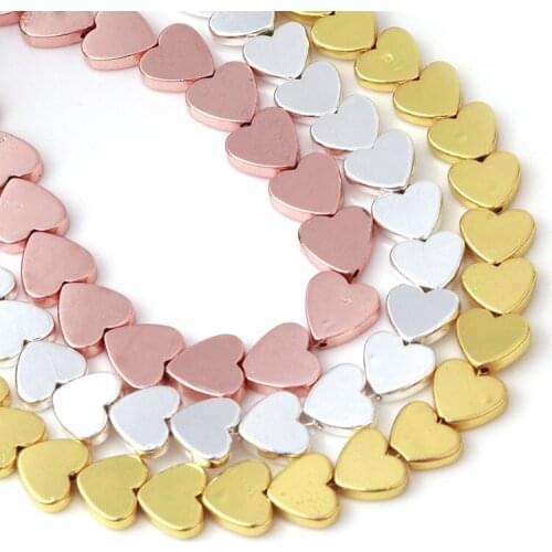 8mm Heart Shape Hematite Stone Beads Plating Gold Fashion Jewelry Making DIY Bead For Bracelet Necklace Earring Accessories 15