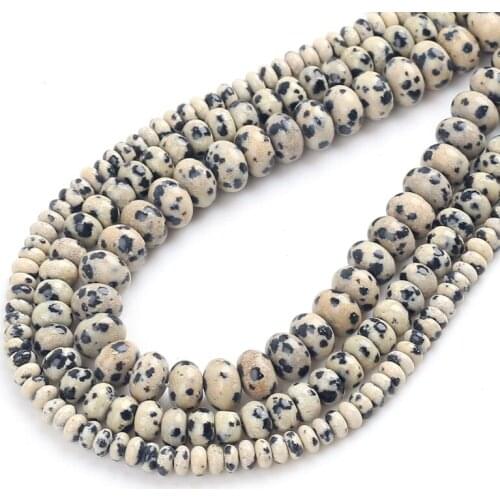 Dalmation Jaspers Natural Round Beads Rondelle Loose Spacer Beads For Jewelry Making Bracelet Charms Accessories 15"4/6/8mm