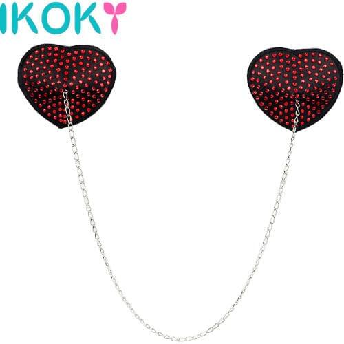 IKOKY Erotic Heart Nipple Sticker Adult Games Nipple Cover Clamps Breast Bra Sex Toys for Women