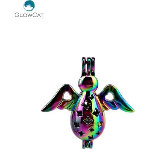 C92 5pcs/lot COLORS Multicolor 33mm Fairy Angel Pearl Oysters Cage Pendant Locket Fairytale Party Essential Oil Diffuser