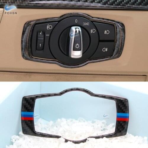 For BMW 3 series E90 E92 E93 2005 2006 2007 2008 2009 2010 2011 2012 Carbon Fiber Headlight Switch Frame Cover Trim Decor