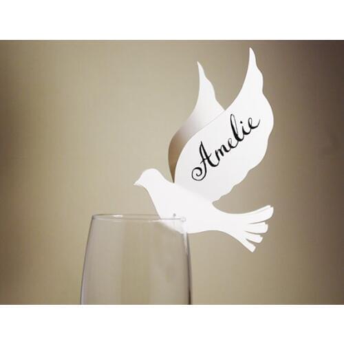 Dove love bird Wine Glass markers place cards Wedding birthday bridal baby shower Party Decorations table name number card