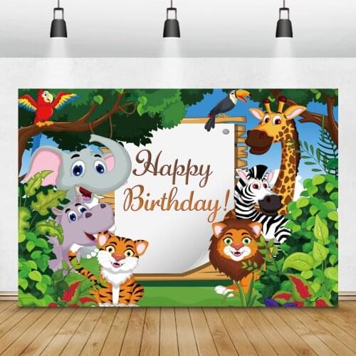 Jungle Birthday Baby Shower Forest Animals Tropical Safari Photophone Photozone Photo Backdrop Customized Photography Background