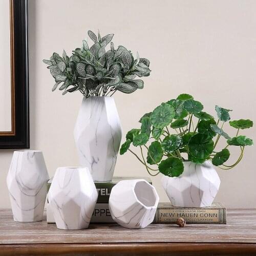 Creative Nordic marble geometric irregular Vase Decoration light luxury living room flower arrangement tea table ceramic