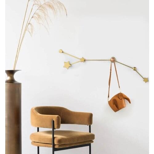 Brass hook Nordic porch creative wall decoration household wall simple living room Brass Hanger moon and starry sky