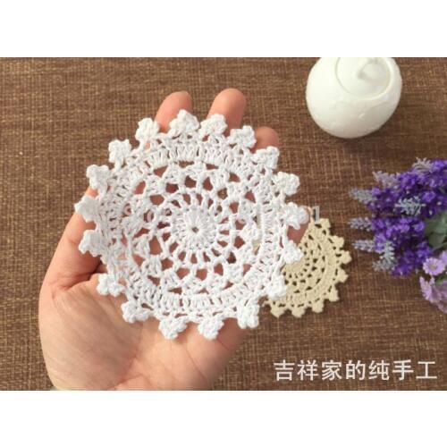 ZAKKA fashion 20pic/lot 10cm round cotton doilies for wedding decoration cup pads coaster with flowers knitted coaster placemat
