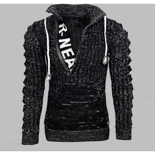 2021 European and American autumn and winter mens fashion long sleeve Lapel sweater loose large Pullover Sweater Coat