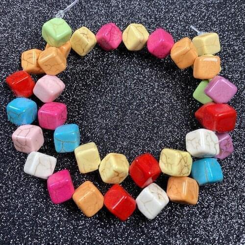 Natural Semi-precious Stones Turquoise Small Square Shape Mix-color for Jewelry Making Necklace Earrings Bracelet Gift